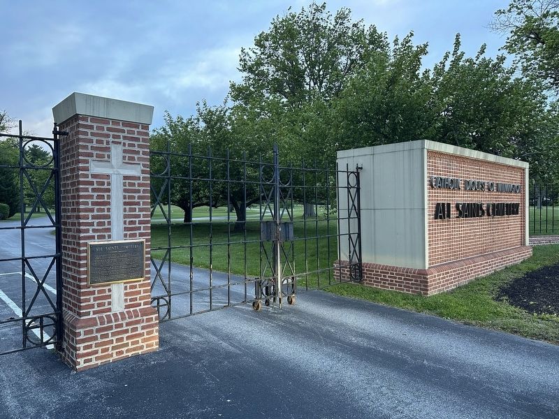 All Saints Cemetery Marker - wide view image. Click for full size.