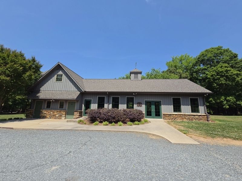 Russell-Rufty Shelter. Marker is next to the green double doors. Click for full size. Russell-Rufty Shelter. Marker is next to the green double doors image. Click for full size.
