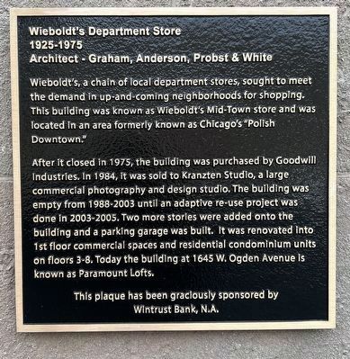 Wieboldt's Department Store Marker image. Click for full size.