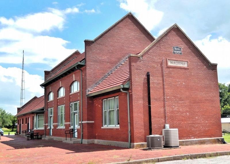 Waurika Rock Island Depot (<i>northeast elevation</i>). Click for full size. Waurika Rock Island Depot (<i>northeast elevation</i>) image. Click for full size.