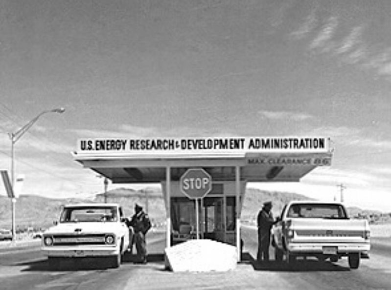 Nevada Test Site Main Entrance - 1974. Click for full size. Nevada Test Site Main Entrance - 1974 image. Click for full size.