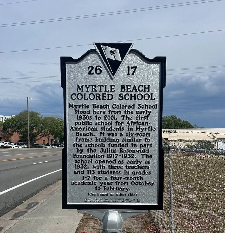 Myrtle Beach Colored School Marker. Click for full size. Myrtle Beach Colored School Marker image. Click for full size.
