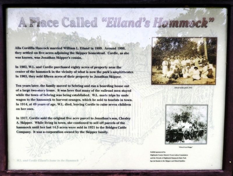 A Place Called <i>Eiland's Hammock</i> Marker. Click for full size. A Place Called <i>Eiland's Hammock</i> Marker image. Click for full size.
