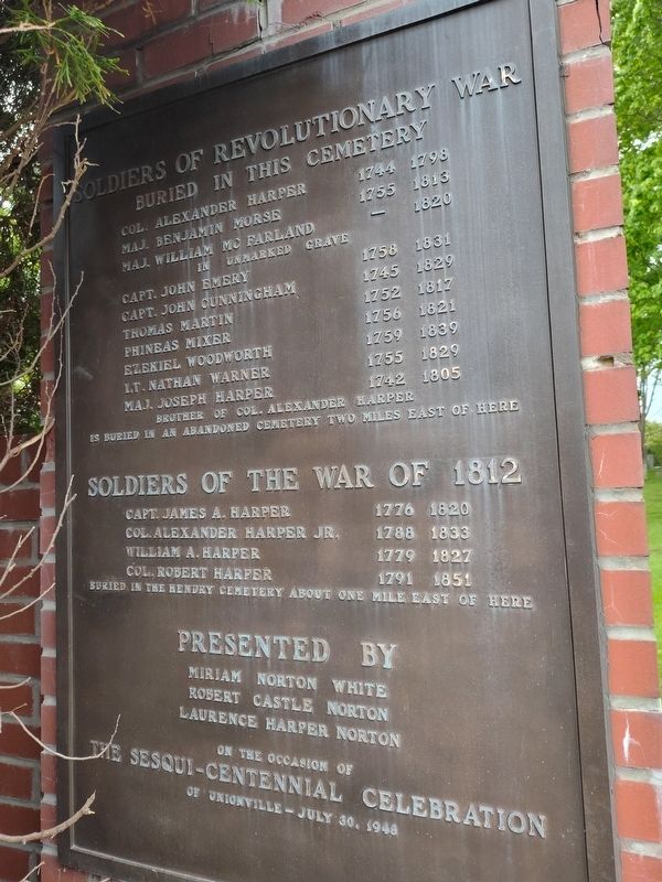 Unionville Soldiers Veterans Memorial Marker. Click for full size. Unionville Soldiers Veterans Memorial Marker image. Click for full size.