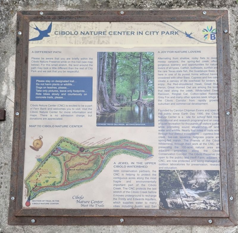 Cibolo Nature Center in City Park Marker image. Click for full size.
