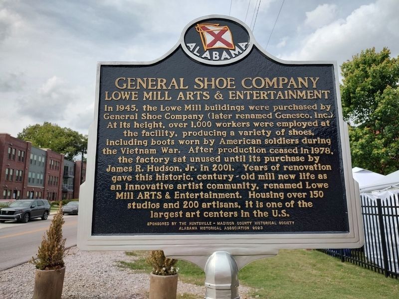 Lowe Mill / General Shoe Company Lowe Mill Arts and Entertainment Marker - Reverse Side image. Click for full size.