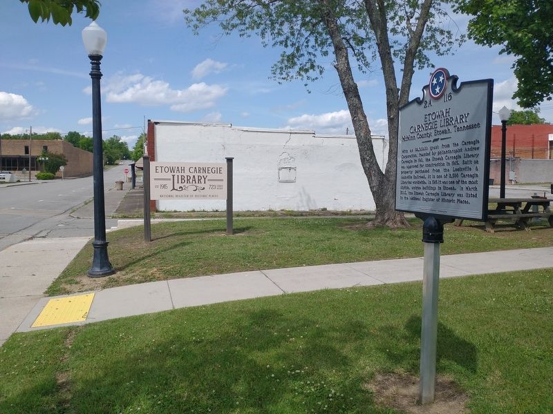 Etowah Carnegie Library Marker image. Click for full size.