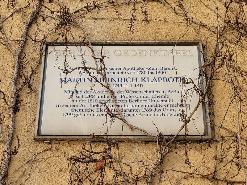 Martin Heinrich Klaproth Marker image. Click for full size.