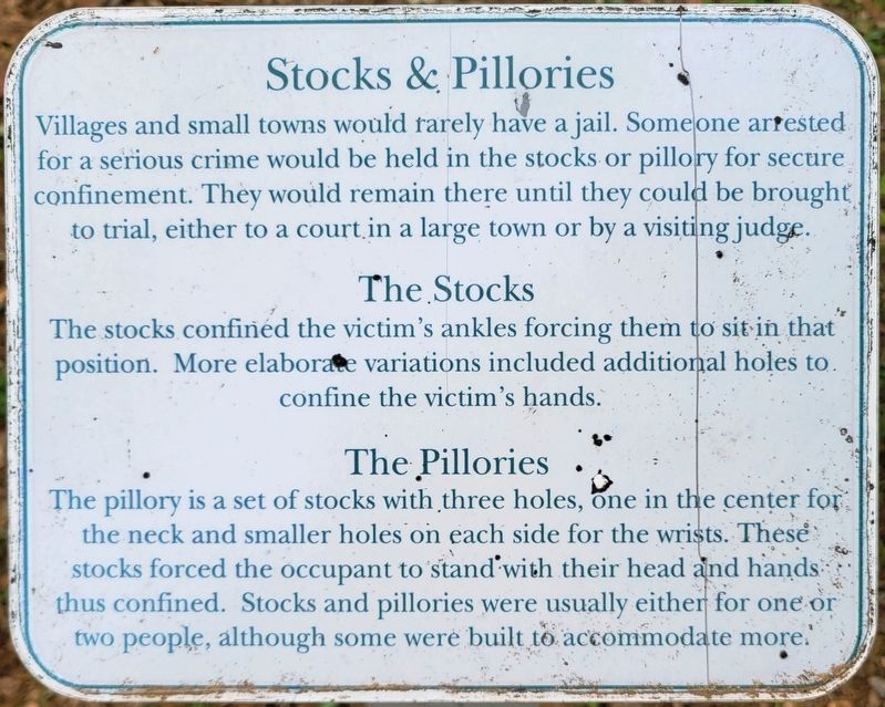 Stocks & Pillories Marker. Click for full size. Stocks & Pillories Marker image. Click for full size.