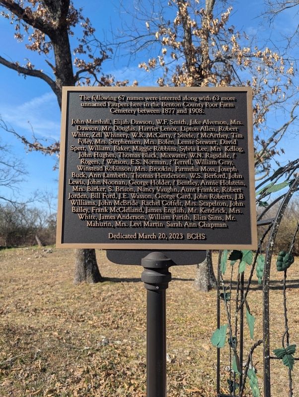 Benton County Poor Farm Cemetery Marker. Click for full size. Benton County Poor Farm Cemetery Marker image. Click for full size.