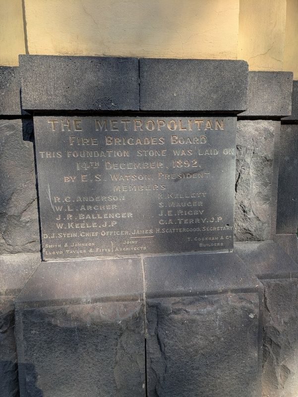 Fire Station Foundation Stone. Click for full size. Fire Station Foundation Stone image. Click for full size.