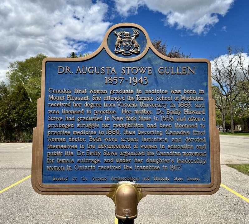 Dr. Augusta Stowe Gullen Marker. Click for full size. Dr. Augusta Stowe Gullen Marker image. Click for full size.