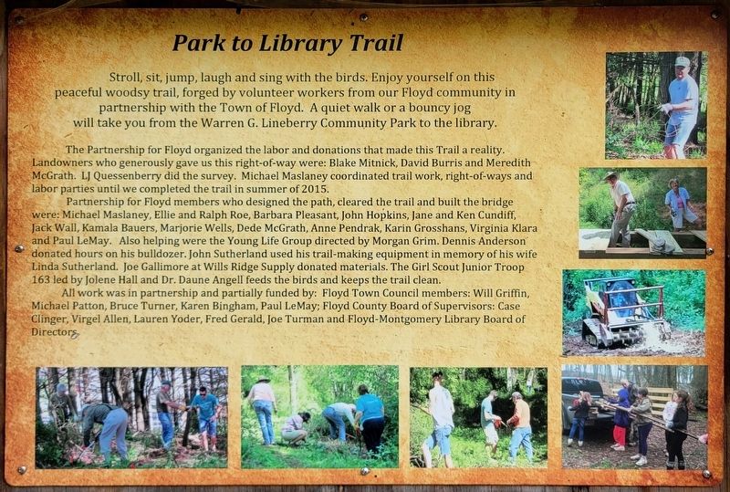 Park to Library Trail Marker. Click for full size. Park to Library Trail Marker image. Click for full size.