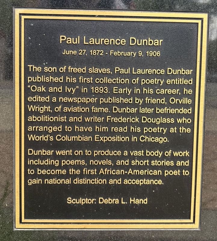Paul Laurence Dunbar Marker. Click for full size. Paul Laurence Dunbar Marker image. Click for full size.
