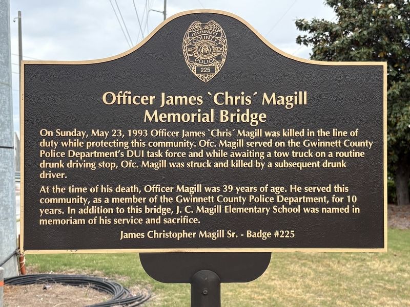 Office James "Chris" Magill Memorial Bridge Marker image. Click for full size.