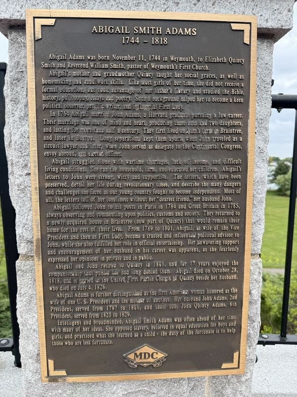 Abigail Smith Adams Marker image. Click for full size.