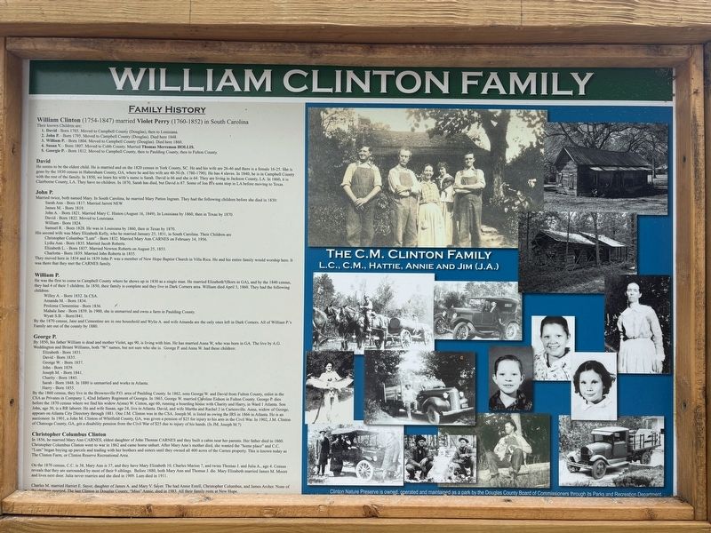 William Clinton Family Marker. Click for full size. William Clinton Family Marker image. Click for full size.