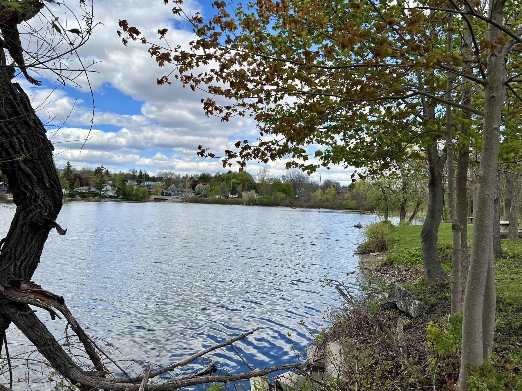 Shadow Lake facing east to the Main Street bridge, 2026 image. Click for full size.
