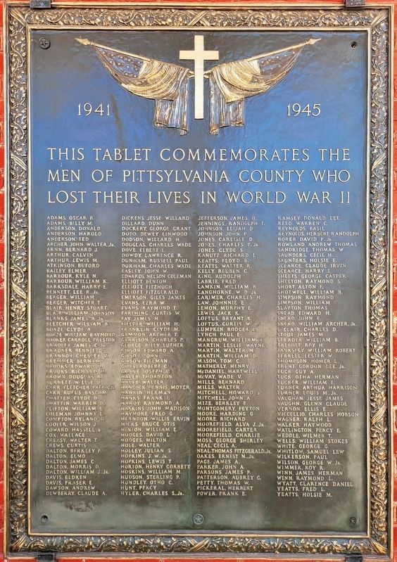 Pittsylvania County World War II Memorial. Click for full size. Pittsylvania County World War II Memorial image. Click for full size.