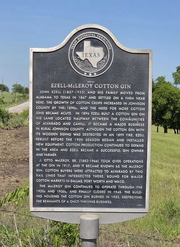 Site of Ezell-McLeroy Cotton Gin Marker. Click for full size. Site of Ezell-McLeroy Cotton Gin Marker image. Click for full size.