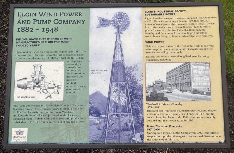 Elgin Wind Power and Pump Company Marker image. Click for full size.