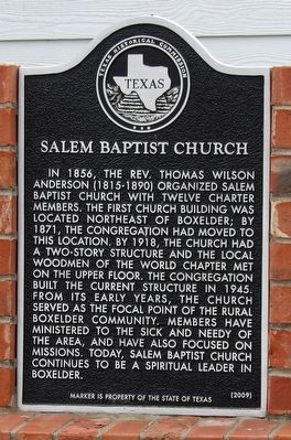 Salem Baptist Church Marker image. Click for full size.