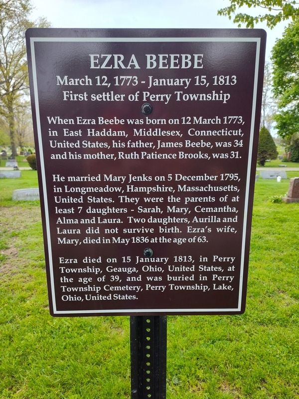 Ezra Beebe Marker image. Click for full size.