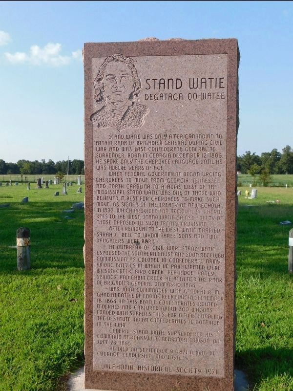 Stand Watie Marker. Click for full size. Stand Watie Marker image. Click for full size.