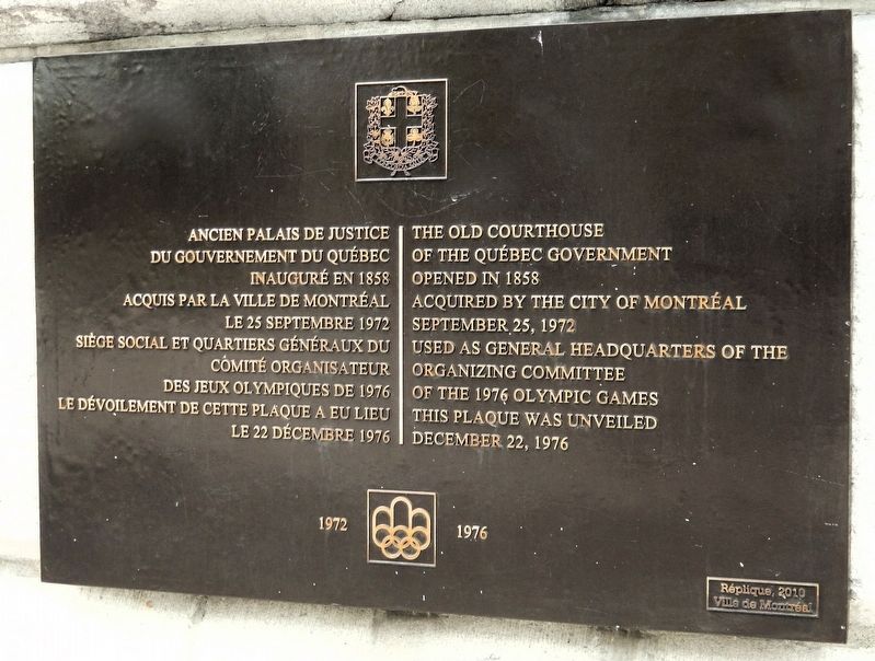 Ancien Palais de Justice / The Old Courthouse Marker image. Click for full size.