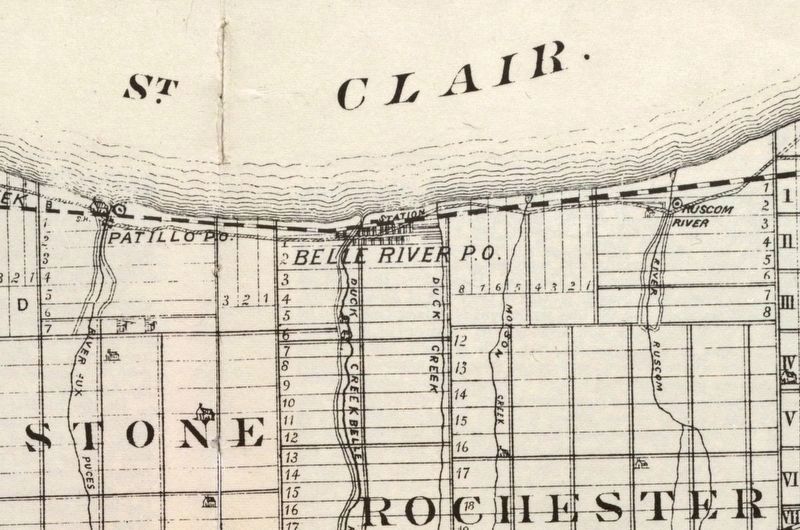 Belle River and area in 1882. Click for full size. Belle River and area in 1882 image. Click for full size.