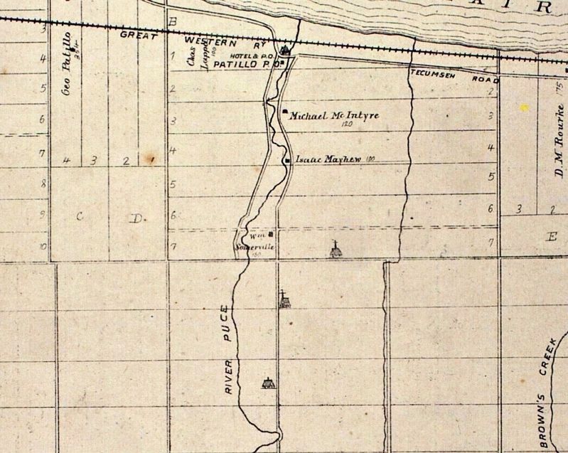 Puce River area, 1882, showing the location of First Baptist Church. Click for full size. Puce River area, 1882, showing the location of First Baptist Church image. Click for full size.