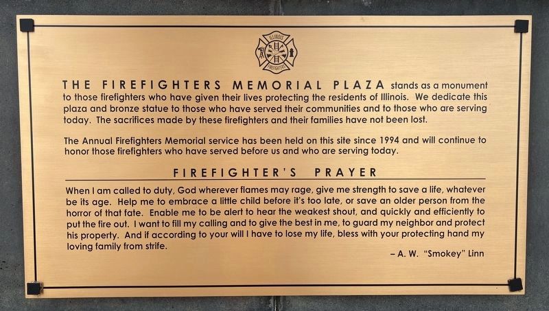 The Firefighters Memorial Plaza Marker image. Click for full size.
