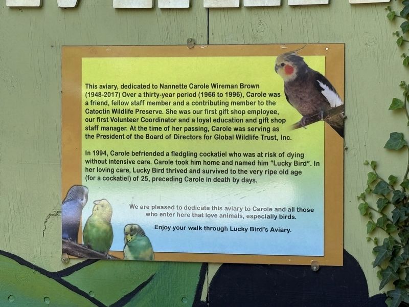 Lucky Bird's Aviary Marker. Click for full size. Lucky Bird's Aviary Marker image. Click for full size.