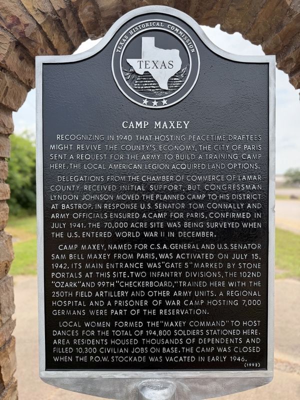 Camp Maxey Marker. Click for full size. Camp Maxey Marker image. Click for full size.