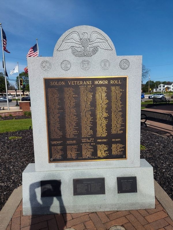 Solon Veterans Honor Roll Marker image. Click for full size.