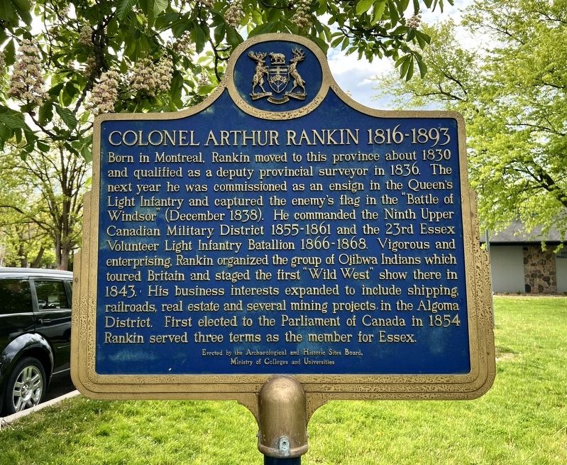 Colonel Arthur Rankin 1816-1893 Marker. Click for full size. Colonel Arthur Rankin 1816-1893 Marker image. Click for full size.
