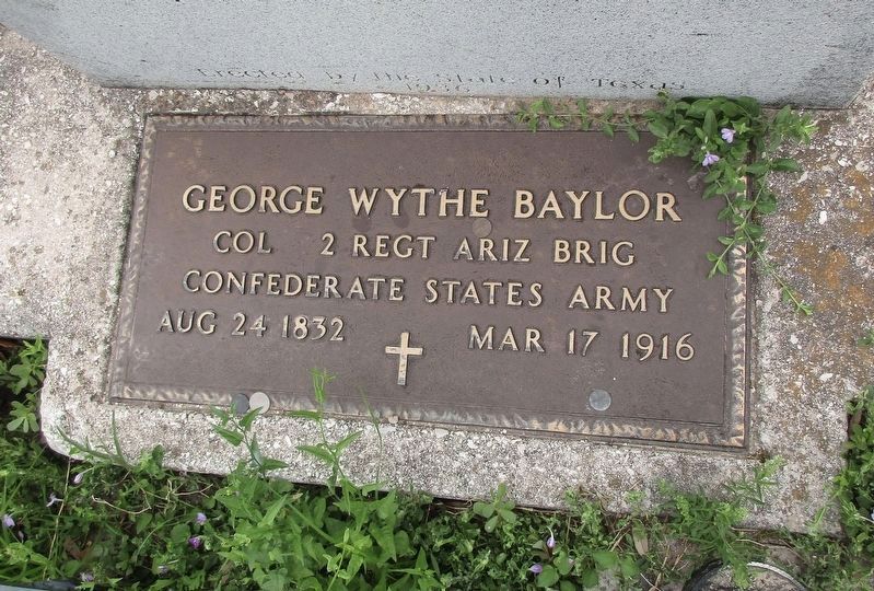 Colonel George Wythe Baylor grave marker at base of historical marker. Click for full size. Colonel George Wythe Baylor grave marker at base of historical marker image. Click for full size.