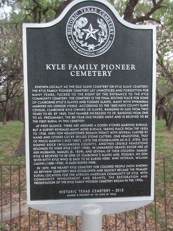 Kyle Pioneer Family Cemetery Marker. Click for full size. Kyle Pioneer Family Cemetery Marker image. Click for full size.