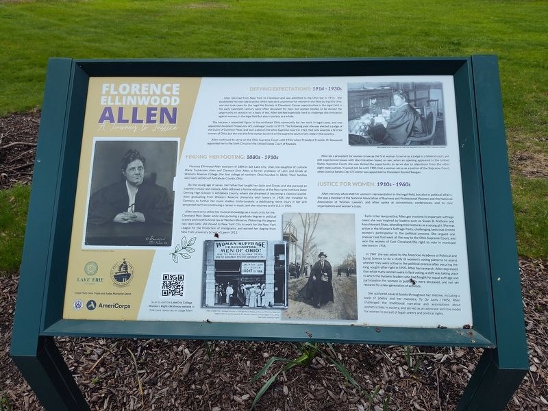 Florence Ellinwood Allen Marker. Click for full size. Florence Ellinwood Allen Marker image. Click for full size.