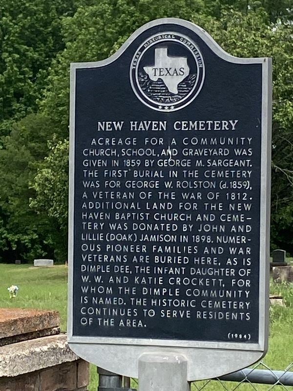 New Haven Cemetery Marker. Click for full size. New Haven Cemetery Marker image. Click for full size.