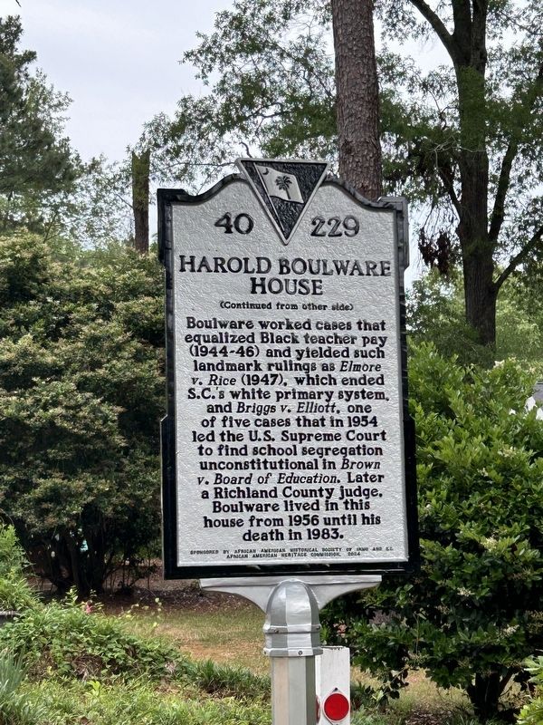 Harold Boulware House Marker. Click for full size. Harold Boulware House Marker image. Click for full size.