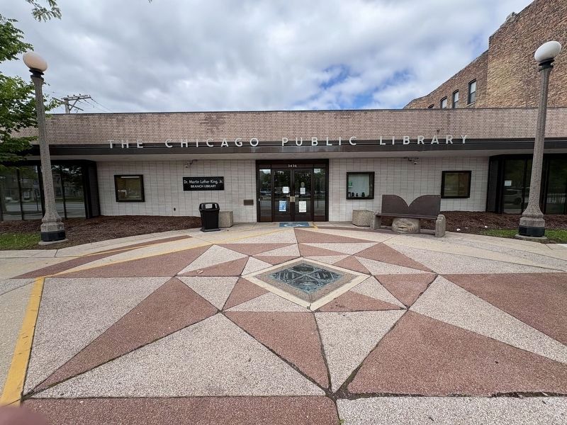 Four markers in front of the King Branch library image. Click for full size.