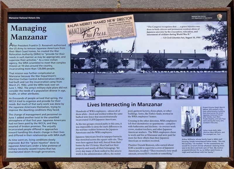 Managing Manzanar Marker. Click for full size. Managing Manzanar Marker image. Click for full size.