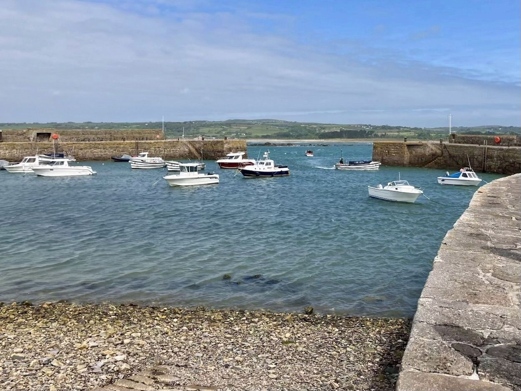 Victoria & Albert marker, as seen from the Island Shop, southeast across St. Michael's Mount Harbour. Click for full size. Victoria & Albert marker, as seen from the Island Shop, southeast across St. Michael's Mount Harbour image. Click for full size.