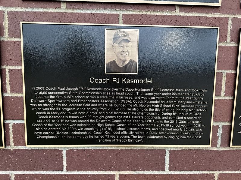 Coach PJ Kesmodel Marker image. Click for full size.