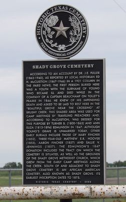 Shady Grove Cemetery Marker image. Click for full size.