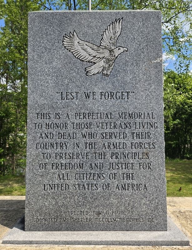 "Lest We Forget" Marker. Click for full size. "Lest We Forget" Marker image. Click for full size.