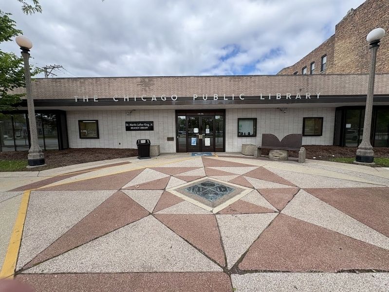 Four markers in front of the King Branch library image. Click for full size.
