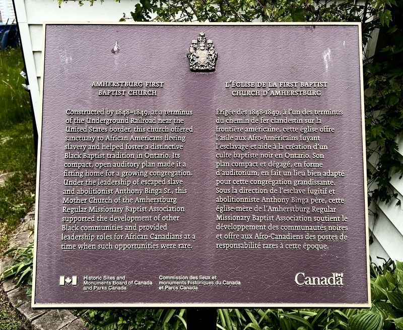 Amherstburg First Baptist Church/L��glise de la First Baptist Church D�Amherstburg Marker image. Click for full size.