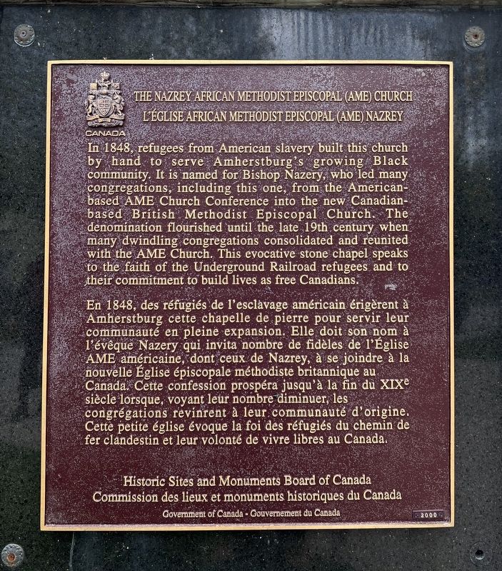 The Nazrey African Methodist Episcopal (AME) Church Marker image. Click for full size.